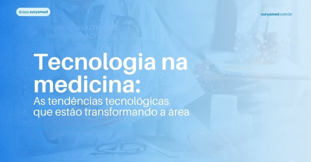 Profissional de saúde escrevendo em uma prancheta, com tablet ao lado, em ambiente médico e elementos gráficos tecnológicos sobrepostos.